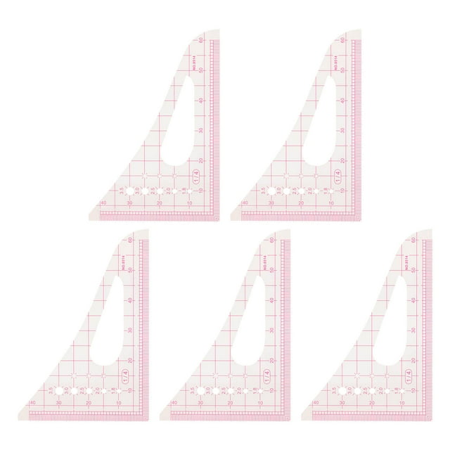 Regla curva Triangular transparente de alta precisión, juego de reglas de costura con patrón multifunción, sastres principiantes, 5 uds.