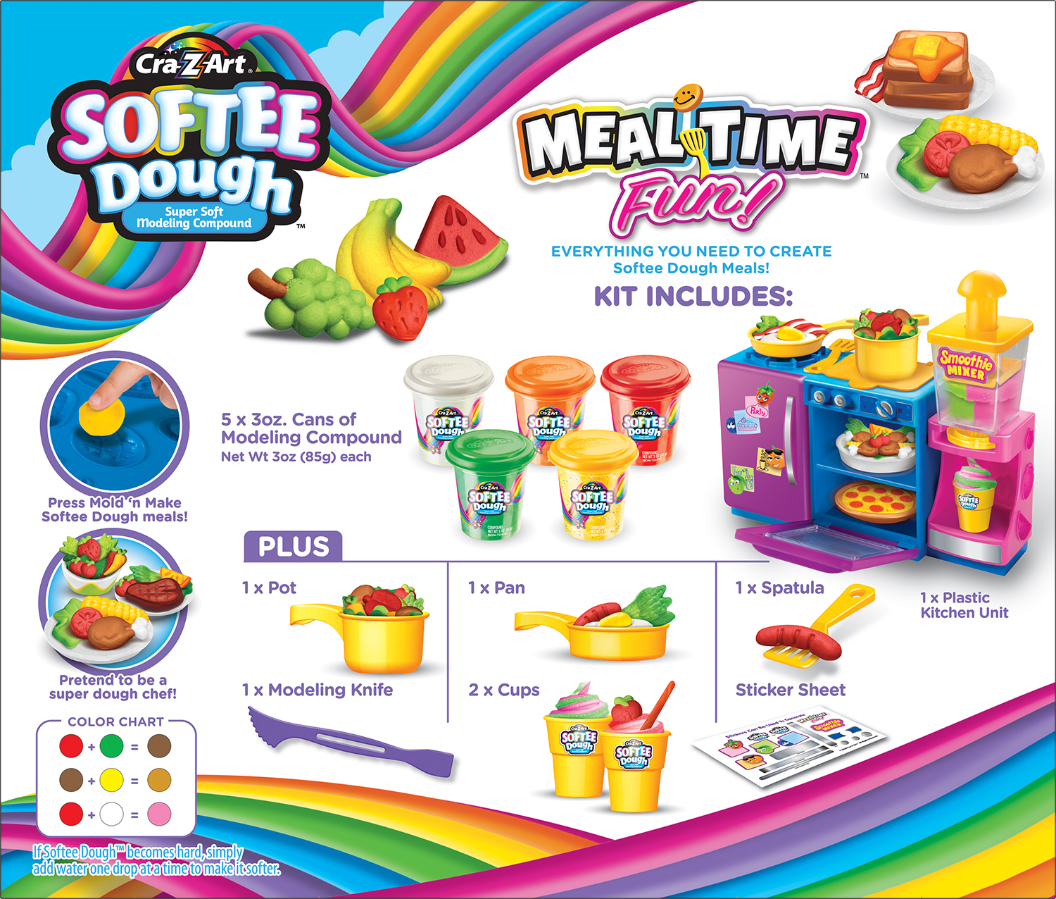 Cra-Z-Art Softee Dough Multicolor Mealtime Fun, 1 Dough Set - image 4 of 12