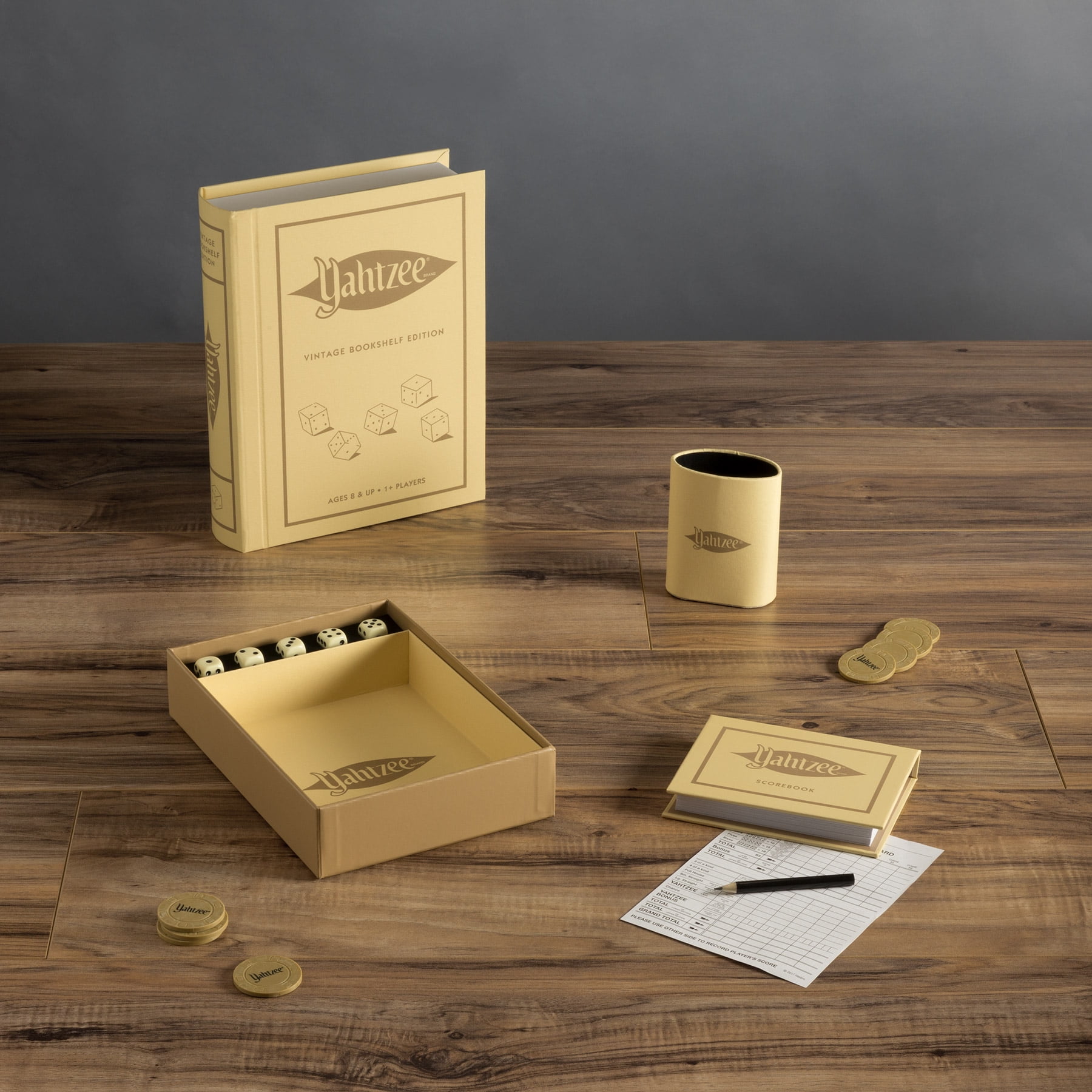 WS Game Company Yahtzee Vintage Bookshelf Edition | Classic Dice Game