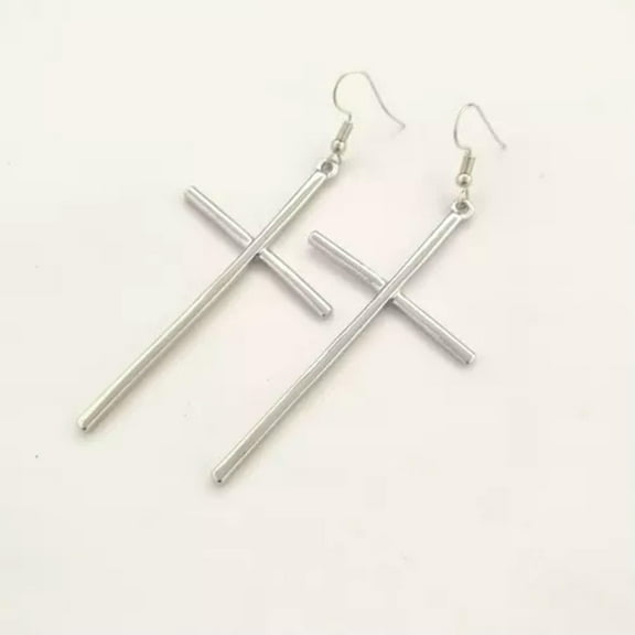 K-KED Punk Earrings Fashion Long Cross Earrings Bohemia Vintage Drop Earring Jewelry-Silver