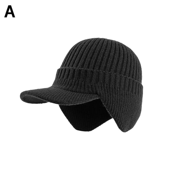 tkerinse New Winter Men Hat Outdoor Ear Protection Warm Thick Knitted Visors Scarf Male Baseball Windproof