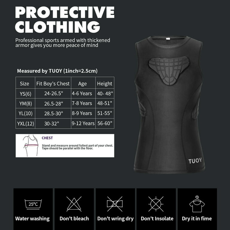 TUOY Men Padded Football Compression Sleeveless Shirt Vest For Chest  Protector