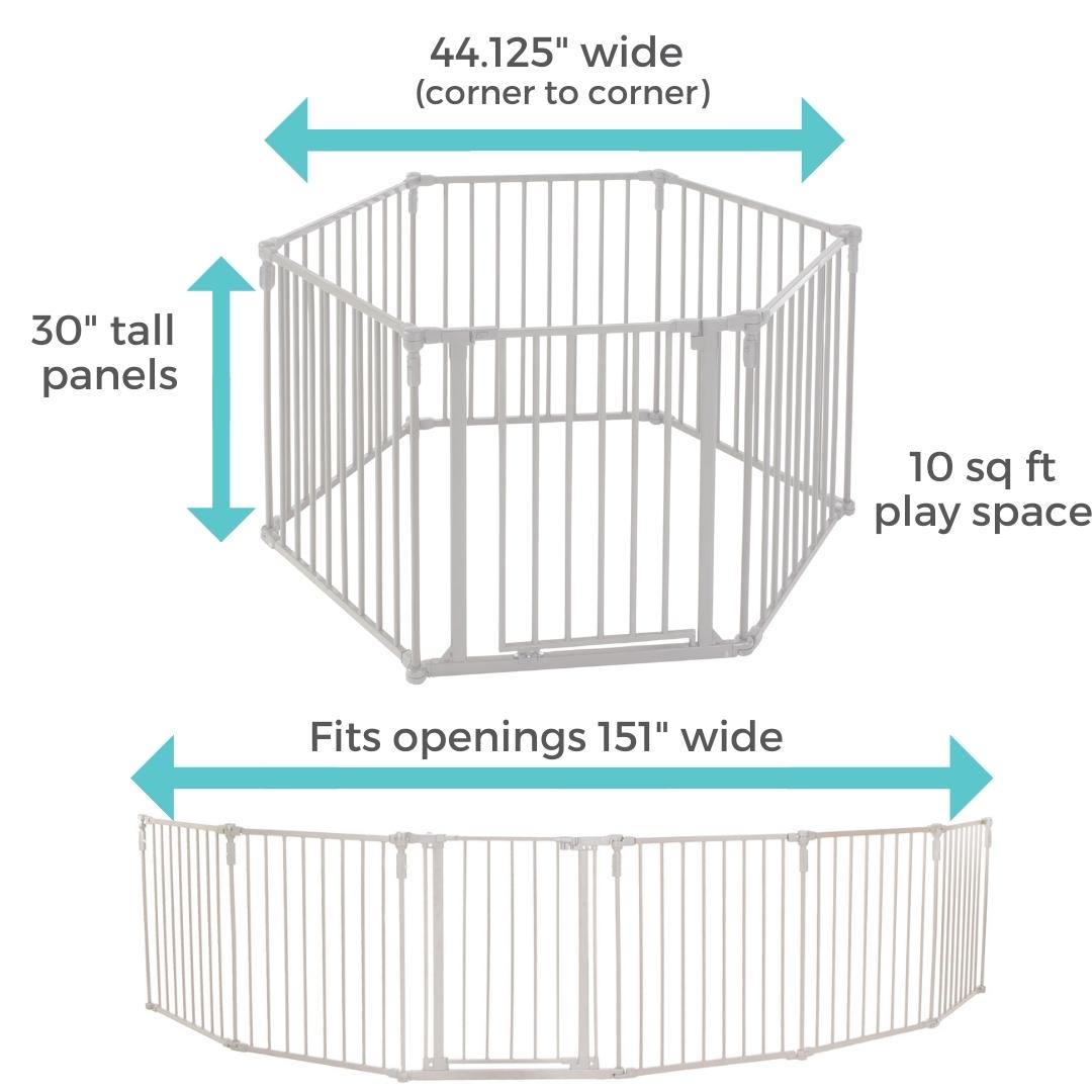 Toddleroo by North States 3-in-1 Superyard Baby Extra Wide Gate & Play Yard, Taupe Metal - image 3 of 12