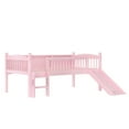 thumbnail image 6 of Twin XL Loft Bed with 3 Storage Shelves, Wood Lower Loft Bed with Warm LED Lights, Slide, Ladder, No Box Spring Needed, for Bedroom, Pink, 6 of 7