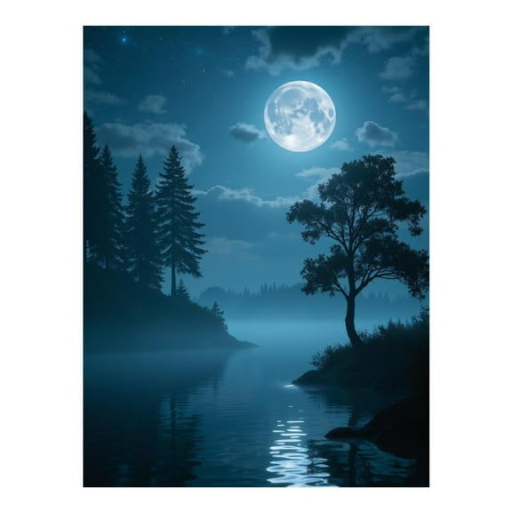 Diamond Art Kit for Adults, Moonlit Lake Misty Forest Diamond Painting for Adults Beginners, DIY Diamond Art Painting Kits, 5D Diamond Painting Crafts for Home Decor 12x16 Frameless