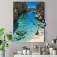 thumbnail image 4 of Lampedusa Italy Rabbit Beach Watercolor Canvas Print, Coastal Vacation Wall Art & Home Decor, 4 of 8