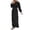 Black, variant on Women Elegant Casual Dress with Long Sleeve, Belted Robe Style, Puff Sleeves, Flowy Abaya Tunic â Prayer Dress, Eid Kaftan, Plus Size Maxi Dress