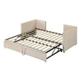 thumbnail image 3 of Bellemave Upholstered Daybed with Pop up Trundle, Wooden Twin Size Sofa Beds with Extendable Trundle Beds, Twin to King Daybed Frame for Bedroom or Living Room （Beige), 3 of 8