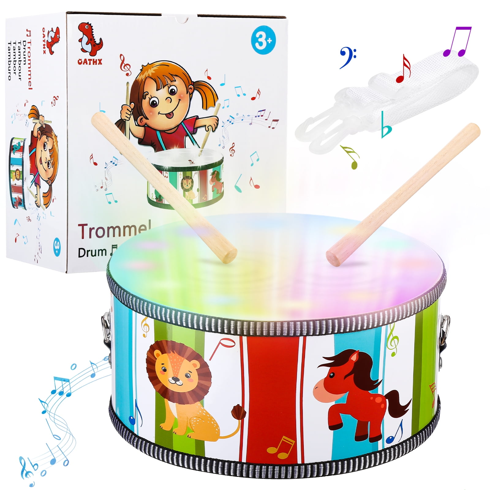 Richgv Babies Drum Toddlers Musical Drum Set Educational Toys for 1-6 Year-Olds Electronic Drum Instruments with Lights 