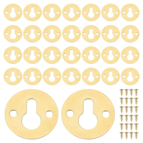 40Pcs Round Keyhole Picture Frame Hangers, 23mm Metal Keyhole Hanger, Gold
