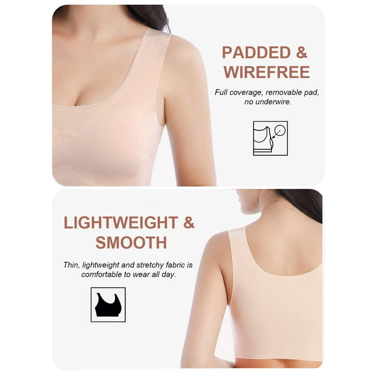 Amdohai Women Comfortable Bra Plus Size Wirefree Soft Lightweight Tank Tops  Sleep Bras 