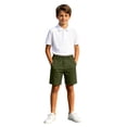 thumbnail image 6 of Boys School Uniform Shorts Elastic Waist Chino Shorts Classic Wedding Daily Shorts Olive Green, 6 of 8