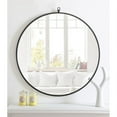 thumbnail image 2 of Metal frame Round Mirror with decorative hook 32 inch Black finish, 2 of 5