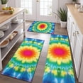 thumbnail image 2 of Colorful Tie Dye Blossom Pattern Kitchen Rugs Sets Of 3,Kitchen Runner Rugs Non Skid Washable,Decorative Kitchen Floor Mats for Kitchen,Sink,Laundry,17"x30"+ 17"x47" + 17"x59", 2 of 6
