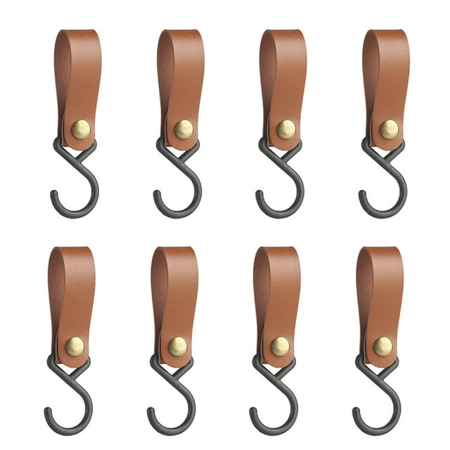 Portable Outdoor Hook Camping Picnic S-Hook PU Leather Hung Hook KeyChain Hook Storage Rack Shelf Hooks Set Hangers