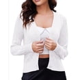 thumbnail image 5 of Women's Cardigans Sweaters,Cropped Shrug Bolero,Striped Textured V Neck Long Sleeve Button Winter Sweater Top, 5 of 8