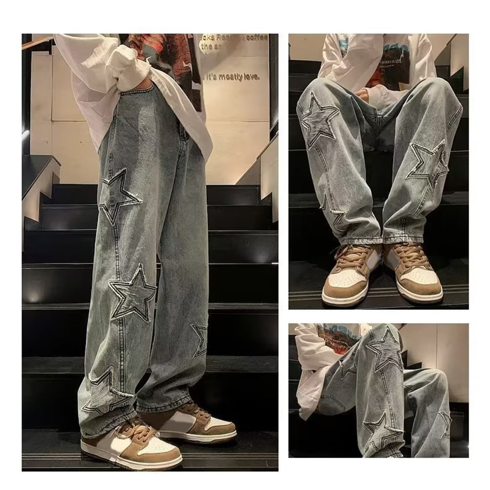 CENL Y2K Vintage Mens Streetwear Star Aesthetic Straight CENL Y2K Vintage Mens Streetwear Star Aesthetic Straight