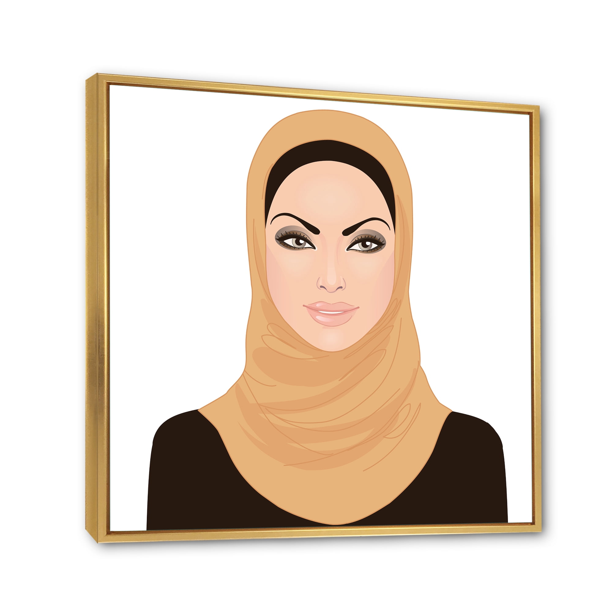 Designart 'Portrait of Muslim Girl In Traditional Hijab' Modern Framed Canvas Wall Art Print