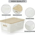 thumbnail image 4 of Xoxingysm Plastic Hollow Storage Basket with Bamboo Lid Black,Plastic Storage Box with Lid Stackable Box Basket Pantry Decorative Container Cute Label for Organizing Desktop Closet Grey 3, 4 of 8