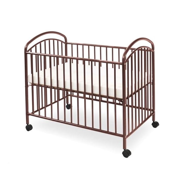 Benzara BM204090 Grid Metal Crib with Adjustable Mattress Height & Casters, Dark Brown