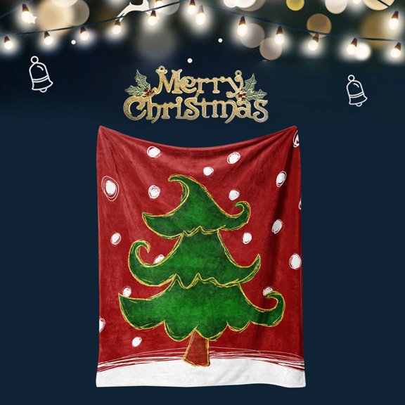 BJUTIR Christmas Tree Thickened Blanket Office Nap Blanket Printed Warm Blanket Flannel Air Conditioning Sleeping Blanket Holiday Decor