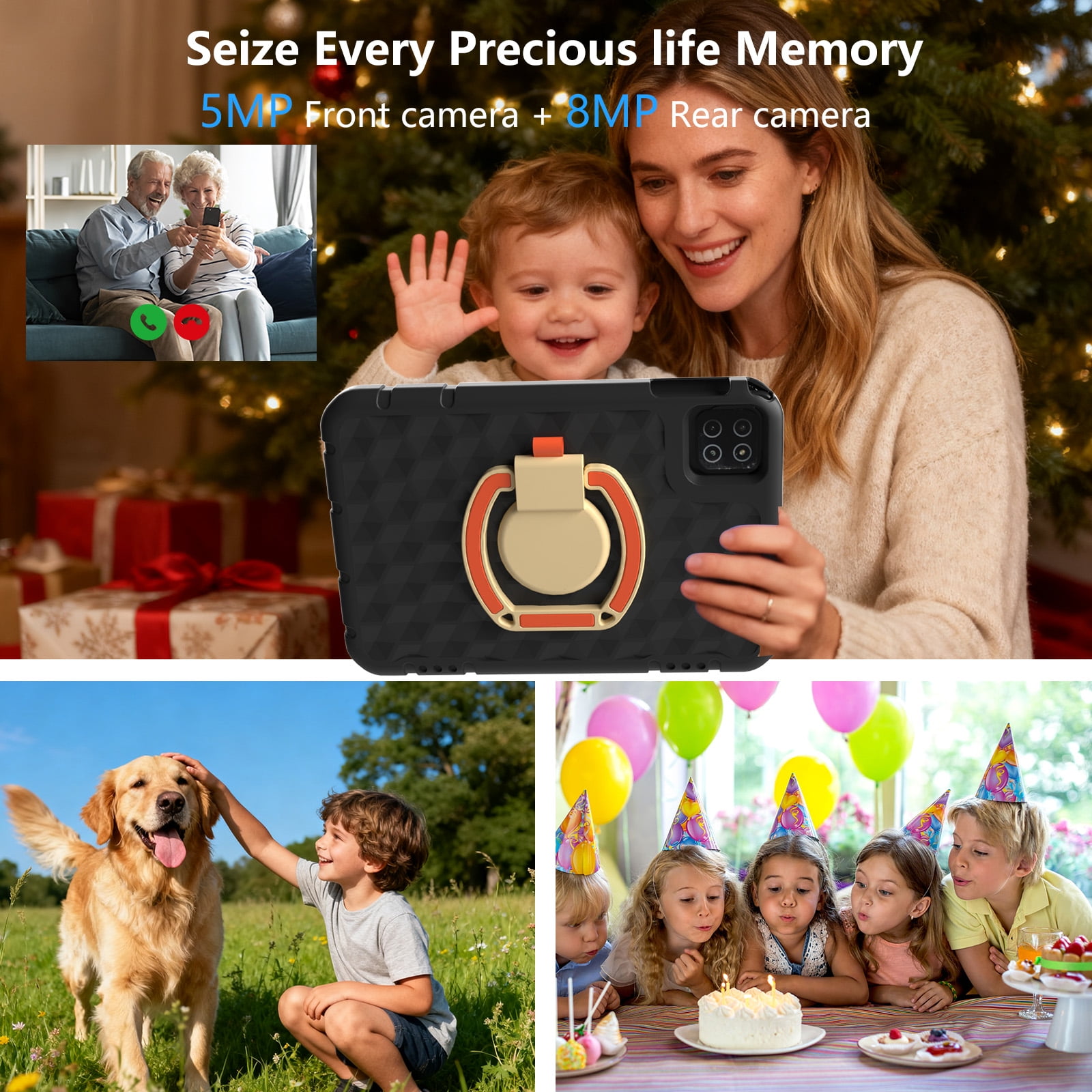 Kids Tablet, 10 inch Android 15 Tablet for Kids, 20GB RAM 128GB ROM Octa-Core 6000mAh Battery Childs Tablets with Shockproof Case, Bluetooth, WiFi, Parental Control, Dual Camera, GPS