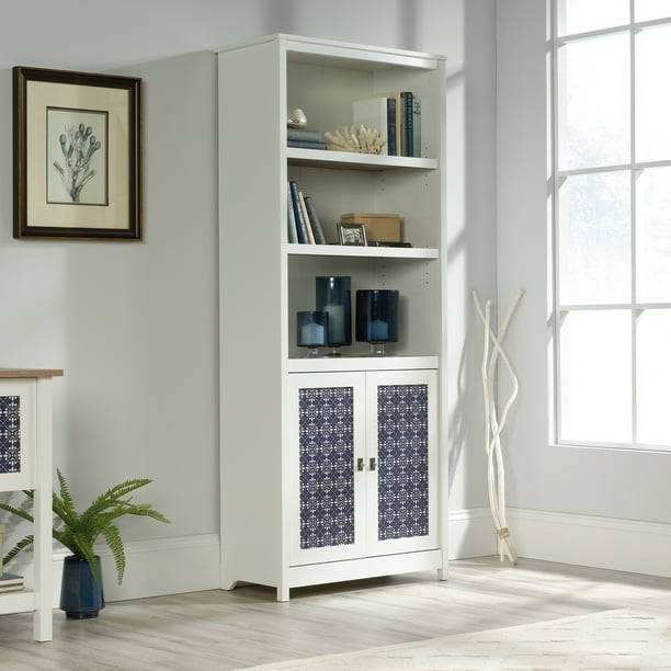 Sauder Cottage Road Library With Doors, Soft White Finish