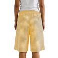 thumbnail image 5 of Vivianyn HD Women's Gingham Plaid Shorts, Elastic Waist Button Casual Loose Fit Knee Length Bottoms,Yellow,Size S-XXXL, 5 of 9