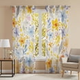 Blue Yellow Floral Sheer Curtains 63 Inch Long 2 Panels, Boho Bright ...