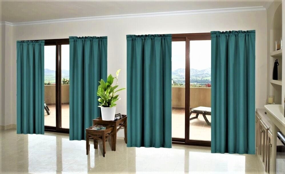 2 Piece hunter solid color matte light filtering blackout panel window curtain treatment with rod pocket 100% privacy 37' inch wide X 108' inch length each panel R64