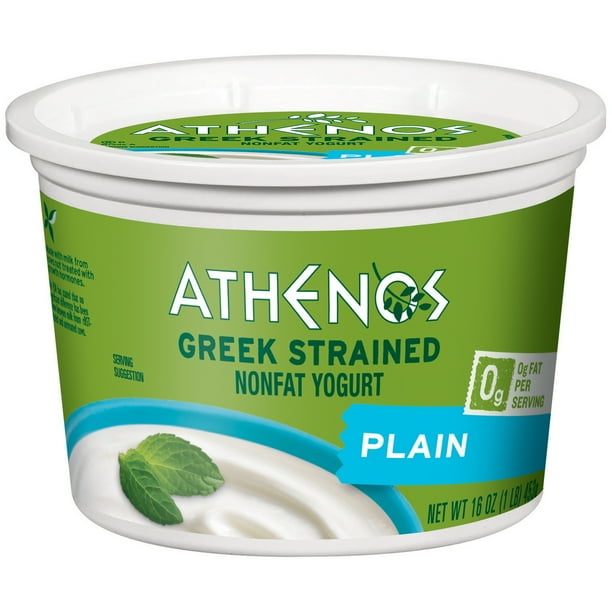 Athenos Greek Strained Plain Nonfat Yogurt 16 oz. Tub