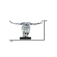 thumbnail image 2 of Modern Decorative Saluting Man Resin Large Sculpture 37" Wide x 19" Tall // Chrome, 2 of 9