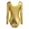 thumbnail image 6 of Kaerm Women's Shiny Metallic U Neck Long Sleeves Gymnastics Leotard Dancewear Clubwear Gold XL, 6 of 7