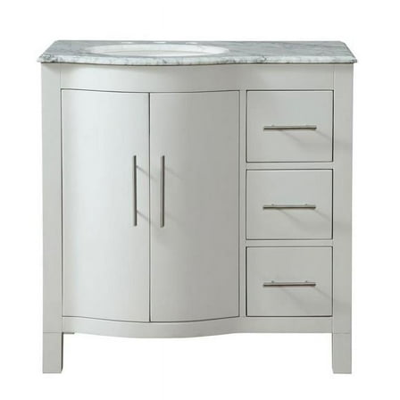 36 in. Carrara White Marble Top Single Sink Bathroom Vanity