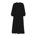 thumbnail image 3 of Zedker Womens 2025 Casual Midi Maxi Dresses Lightweight Long Sleeve Crew Neck Elastic Waist Dress, Plus Size BlackM, 3 of 5