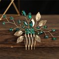 thumbnail image 2 of Zhuge Horquillas para el pelo de boda con flores para novias, peinetas con perlas de cristal,joyas con diamantes de imitación para novias, damas de honor y mujeres (verde), 2 of 5