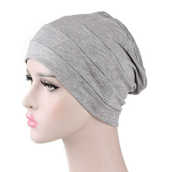 Ayyufe Solid Color Men Women Pleated Cotton Beanie Cap Hair Loss Sleeping Chemo Hat