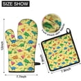 thumbnail image 6 of Yellow Cartoon Dinosaurs Geometric Shapes Pattern Kitchen Oven Mitt and Pot Holder Sets 2 Pcs for Baking, Cooking and Grilling, Heat Resistant Up To 392 °F, 6 of 7