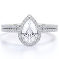 thumbnail image 1 of JeenMata Anillo de Bodas Exclusivo con Halo de Moissanita de Corte Pera de 1,25 Quilates para Ella en Oro Blanco de 18 K sobre Plata, 1 of 6