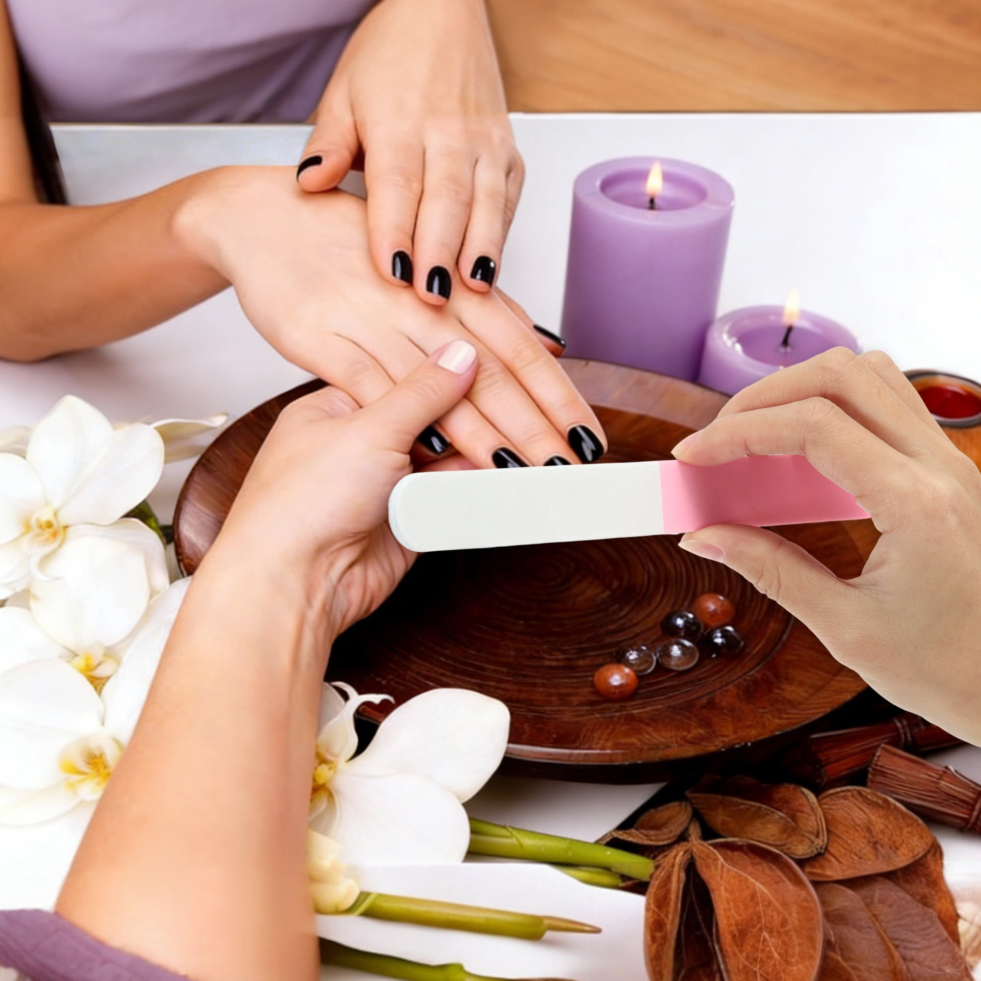 Unique Bargains Portable Manicure Tools Kit for Nail Care Pink White Silver Tone