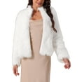 thumbnail image 1 of CHAQUETA CORTA DE FELPA PARA MUJERES CHIC 2024 CON MANGAS LARGAS DE PIEL SINTÉTICA Y BOLSILLOS, ABRIGO CÁLIDO DE INVIERNO M BLANCO, 1 of 5