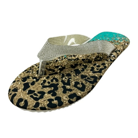 Women Summer Rhinestone Slip Hard Bottom Slippers for Women on Leopard Print Casual Womens Bunny Slippers Open Toe Flat Soft Bottom Breathable Shoes Sandals Glitter Slippers for Women Slippers