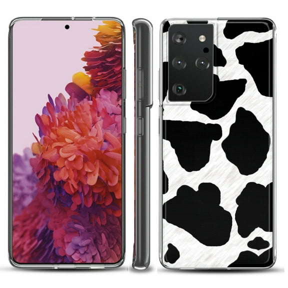 Slim-Fit Lightweight Protective Phone Case compatible with Samsung Galaxy S21 ULTRA 5G, by OneToughShield ® - Cow Skin Design