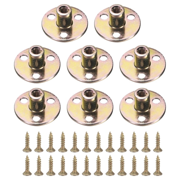 8Pack Round Base T-Nuts, M6 3 Holes Iron Plate Nut, 17.4mm Height, Multicolor
