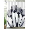 thumbnail image 2 of Gray Tulip Floral Shower Curtain, Watercolor Flowers Bathroom Decor Curtains Set with Hooks, Waterproof Fabric Home Accessories， 60 X 72 Inch Long, 2 of 6