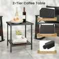 thumbnail image 4 of Gymax Set of 3 Rattan Rocking Chair Set w/Acacia Wood Tabletop Armrests for Porch Balcony Black, 4 of 9