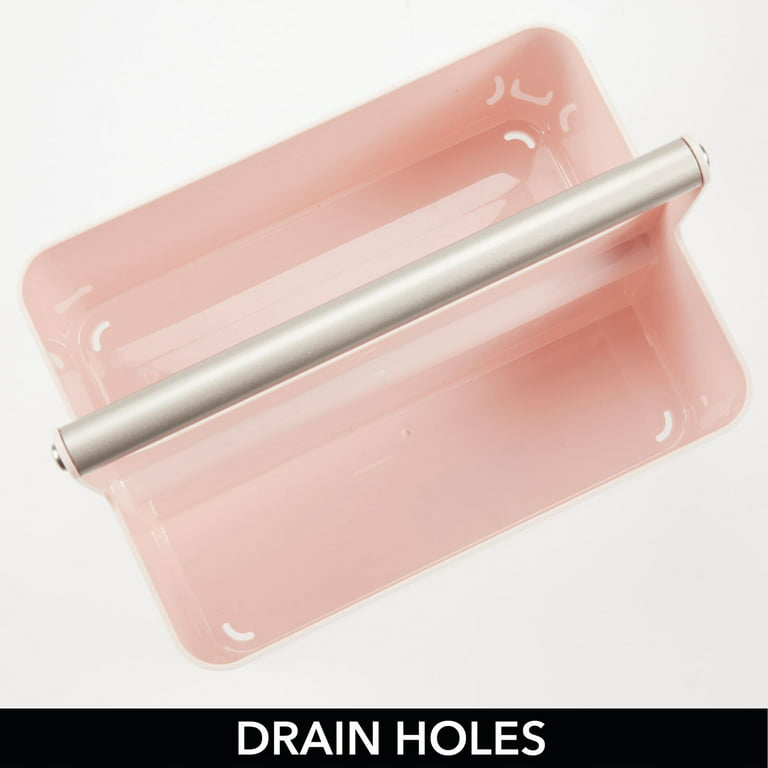 mDesign Plastic Shower Caddy Storage Organizer Utility Tote - Rose Pink /Satin