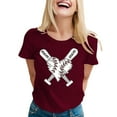 thumbnail image 1 of LUOGENLI T-shirts pour Femmes 2024 Mode Sport Baseball Imprimé Col Rond Manches Courtes Haut Décontracté T-shirts (5) T-shirts pour Femmes Graphique Drôle Valentin Vin m, 1 of 5