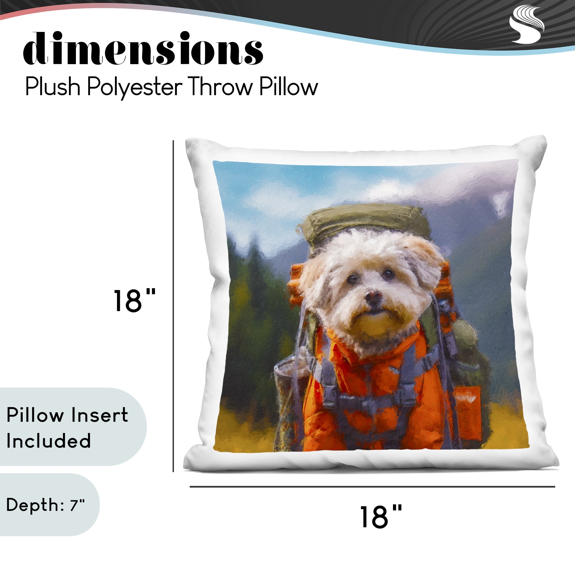 Stupell Industries Adventuring Hiker Dog Decorative Printed Throw Pillow, design by Sean Parnell, 18 x 7 x 18