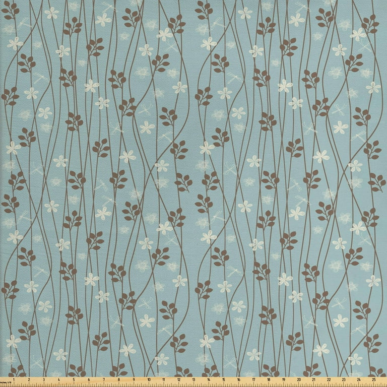 Ambesonne Vintage Fabric by The Yard, Narcissus Blossoms Little Wildflowers Green Leaves Classical, Decorative Upholstery Fabric for Sofas and Home Accents